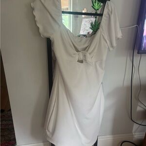 Elegant White Dress with Bow Detail